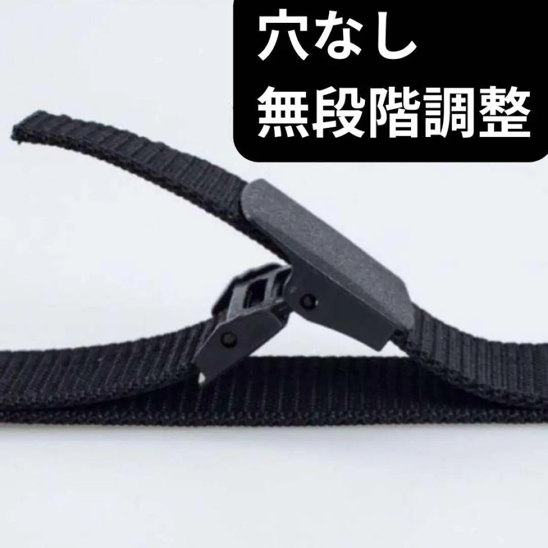 Set of 2 Nylon belts, no holes, stepless adjustment, black belt, outdoor