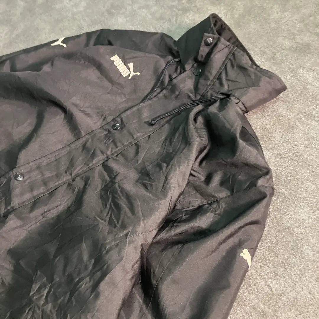 [PUMA] Chaqueta acolchada con logo bordado, chaqueta deportiva negra, ropa usada 6TW1