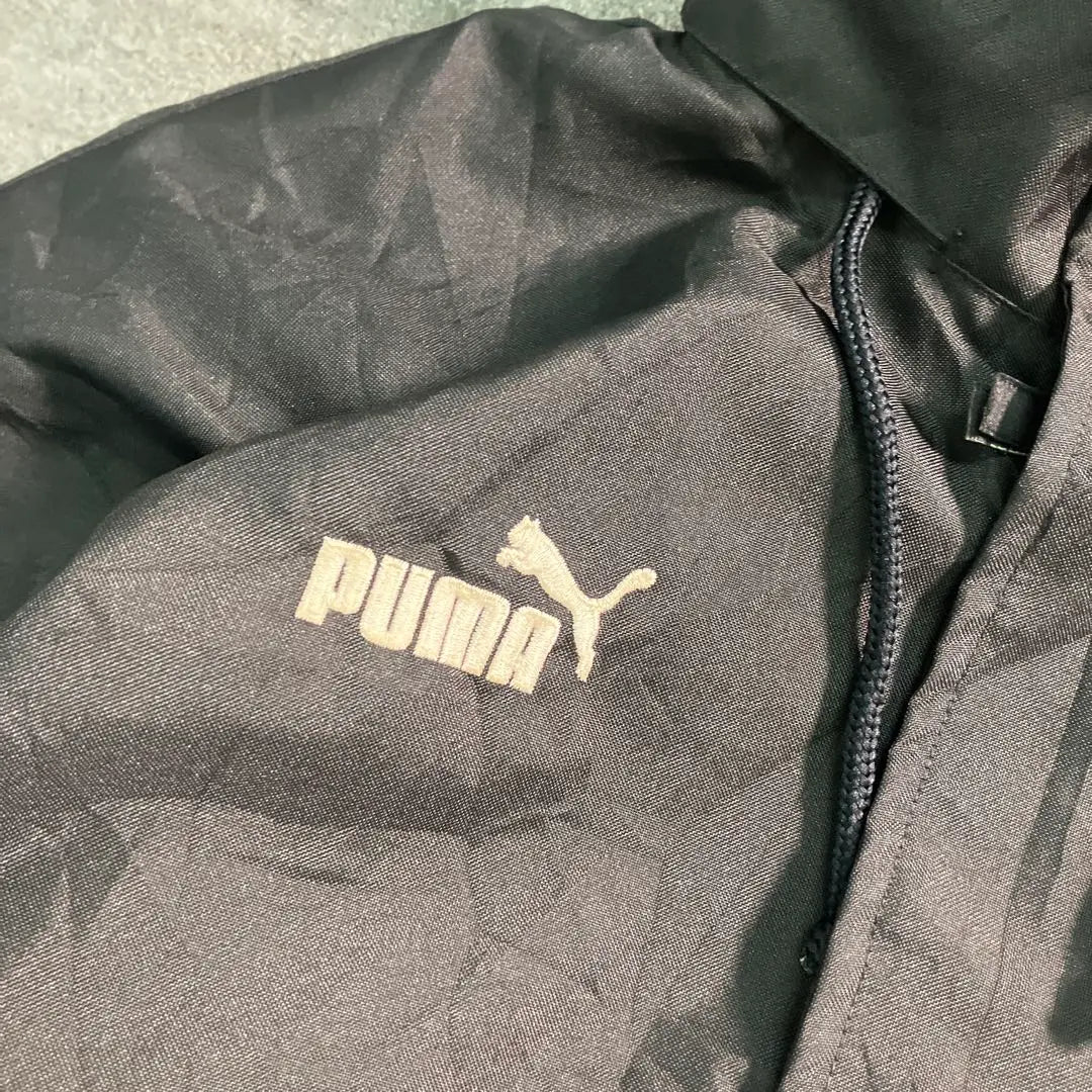 [PUMA] Chaqueta acolchada con logo bordado, chaqueta deportiva negra, ropa usada 6TW1