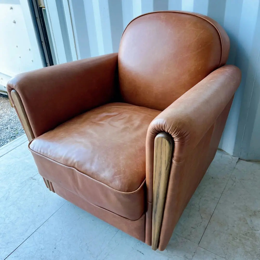 Free installation! Acme Furniture Genuine Leather Oak Club Chair Smooth Leather✨