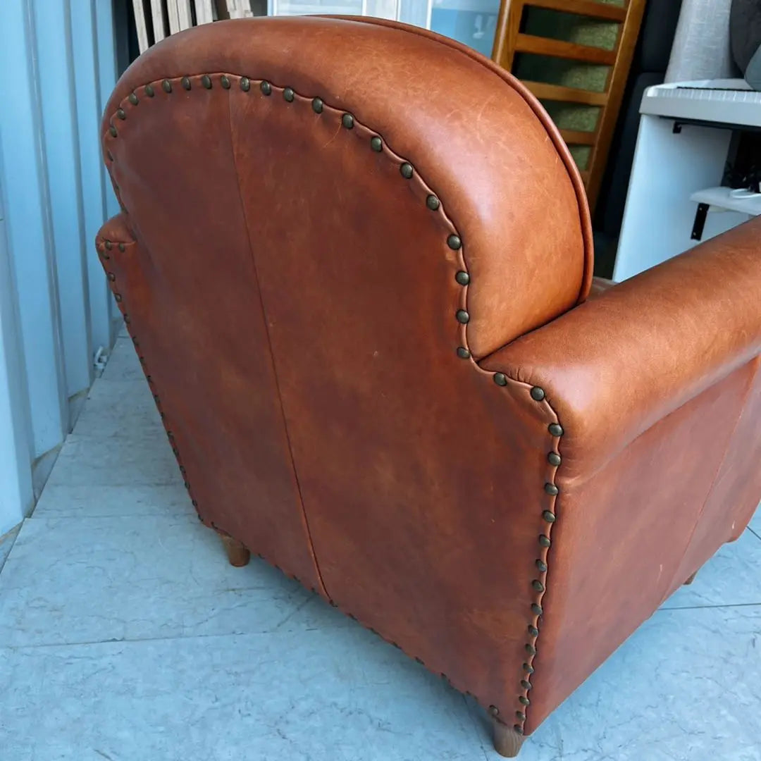 Free installation! Acme Furniture Genuine Leather Oak Club Chair Smooth Leather✨