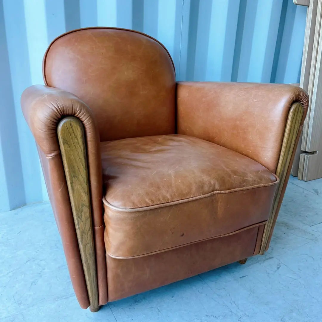 Free installation! Acme Furniture Genuine Leather Oak Club Chair Smooth Leather✨