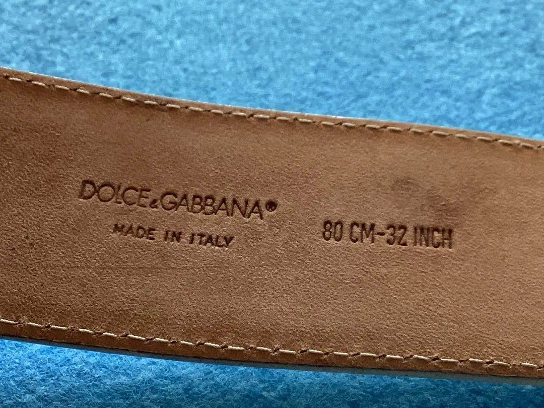 DG Dolce & Gabbana Off-White Enamel Leather Belt 32 inch