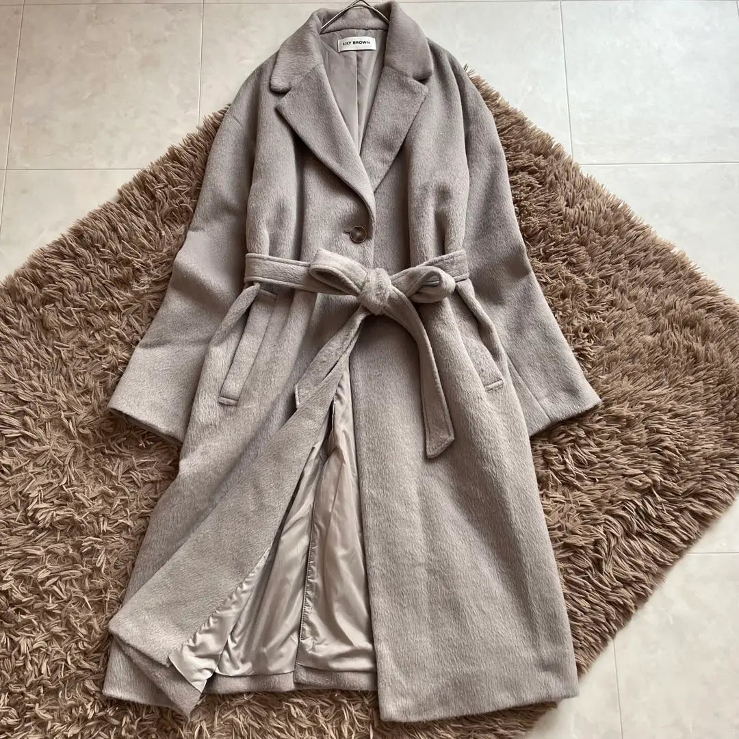 LILY BROWN Beltet Coat Long Belt Greige Free