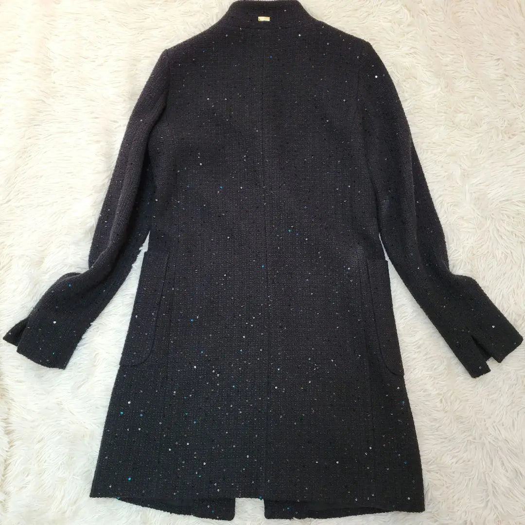 [Rare] HERNO✨Herno sequin linen blend/no collar coat black