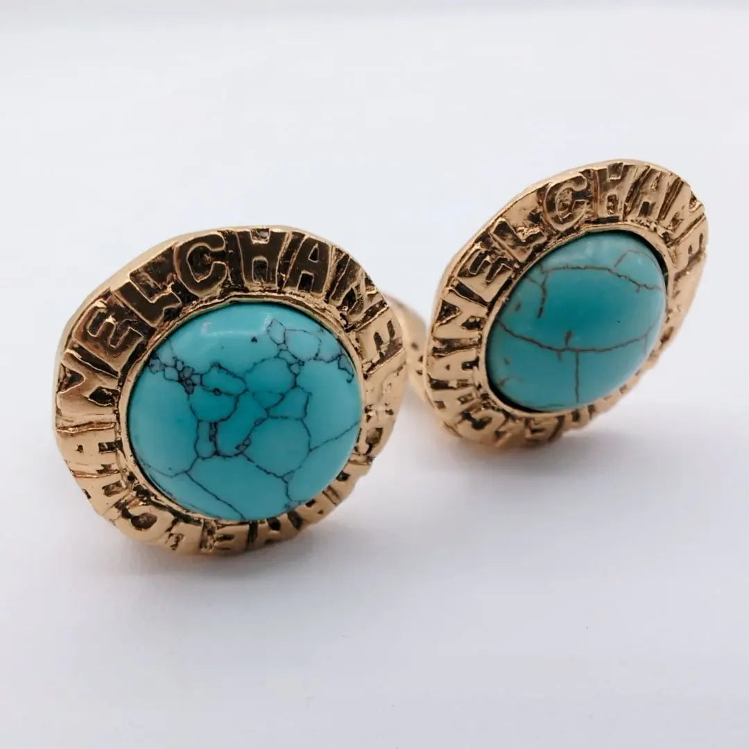 Rare rare one -point CHANEL Chanel Earring Vintage Turquoise