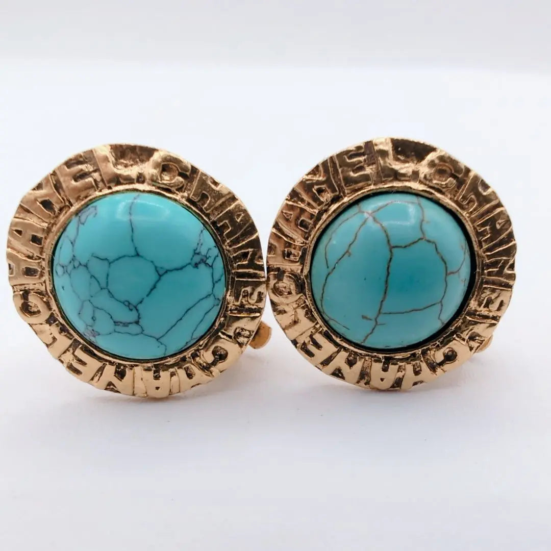 Rare rare one -point CHANEL Chanel Earring Vintage Turquoise