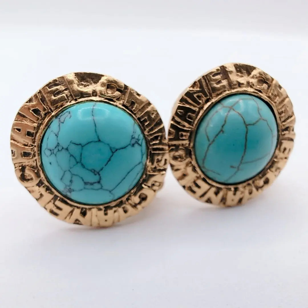 Rare rare one -point CHANEL Chanel Earring Vintage Turquoise