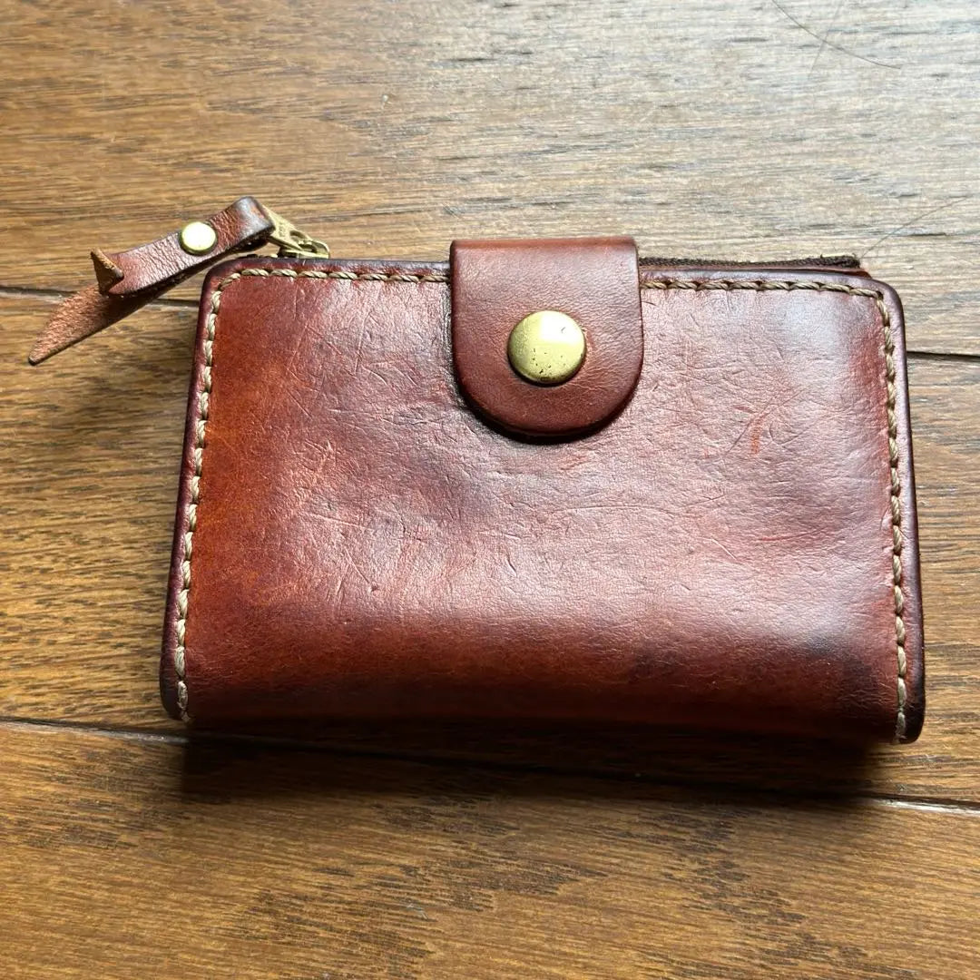 HERZ Key case with card holder, coin holder, leather grows over time