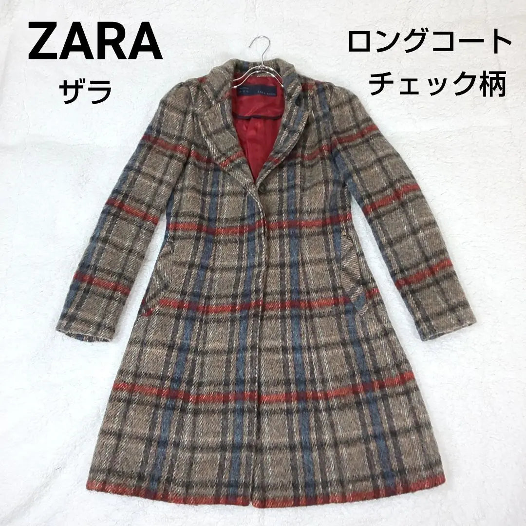 ZARA Wool Long Coat Check Pattern M Notation Women