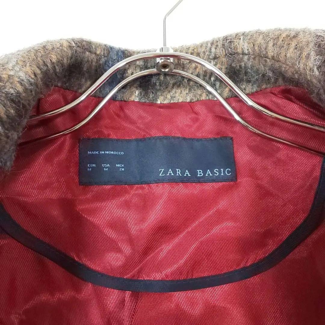 ZARA Wool Long Coat Check Pattern M Notation Women