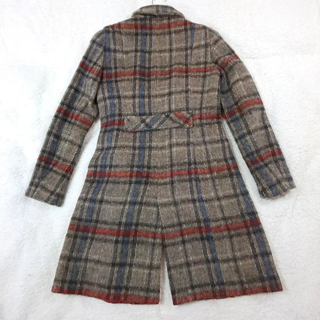 ZARA Wool Long Coat Check Pattern M Notation Women