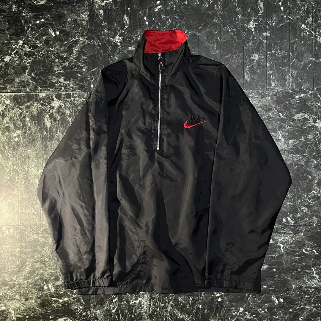 【NIKE】Chaqueta de nailon con logotipo y media cremallera de los años 90 XL