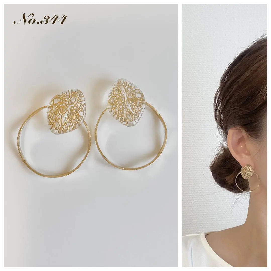 ♦️2way♦️No.344 Pendientes hechos a mano❤︎Oro antiguo