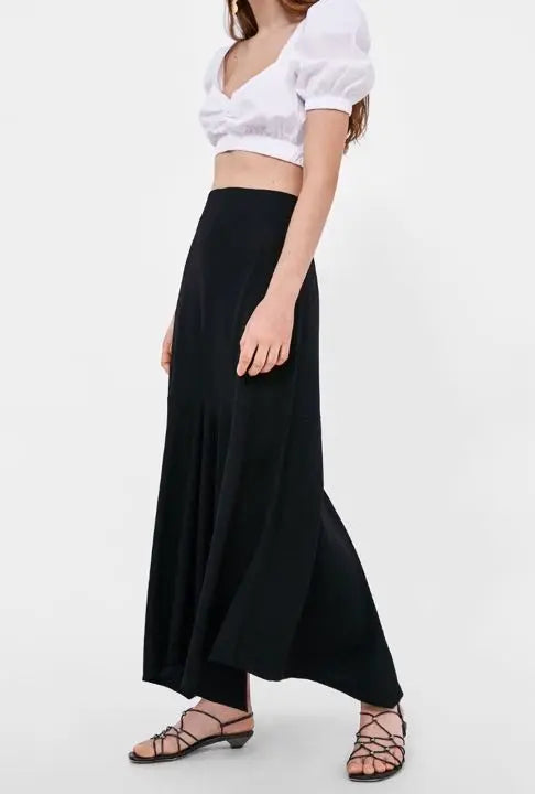 New ZARA High Waist Scoat Culotte Pants L. Black,