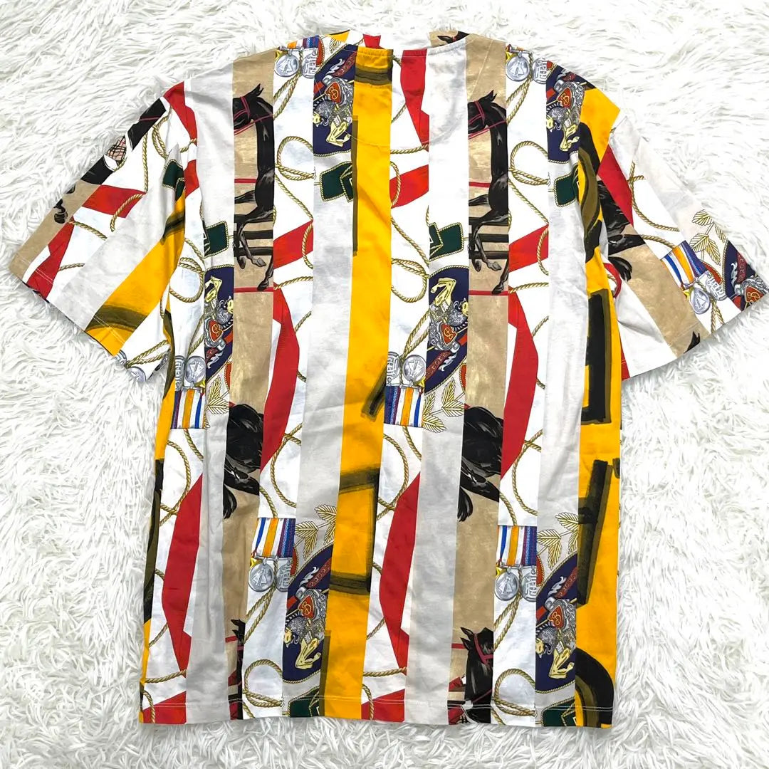 [Good condition] Burberry T-shirt, all-over pattern, logo, striped, men's size L