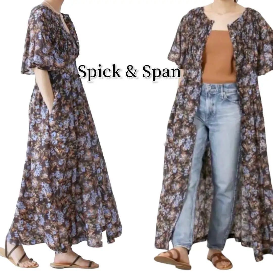 Spick&Span Hand Draw Flora Ruched Dress Adult Casual