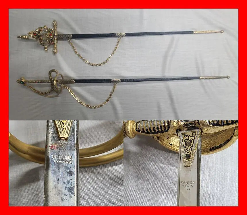 Spain-made 2-piece set, imitation sword, saber, antique, antique collection