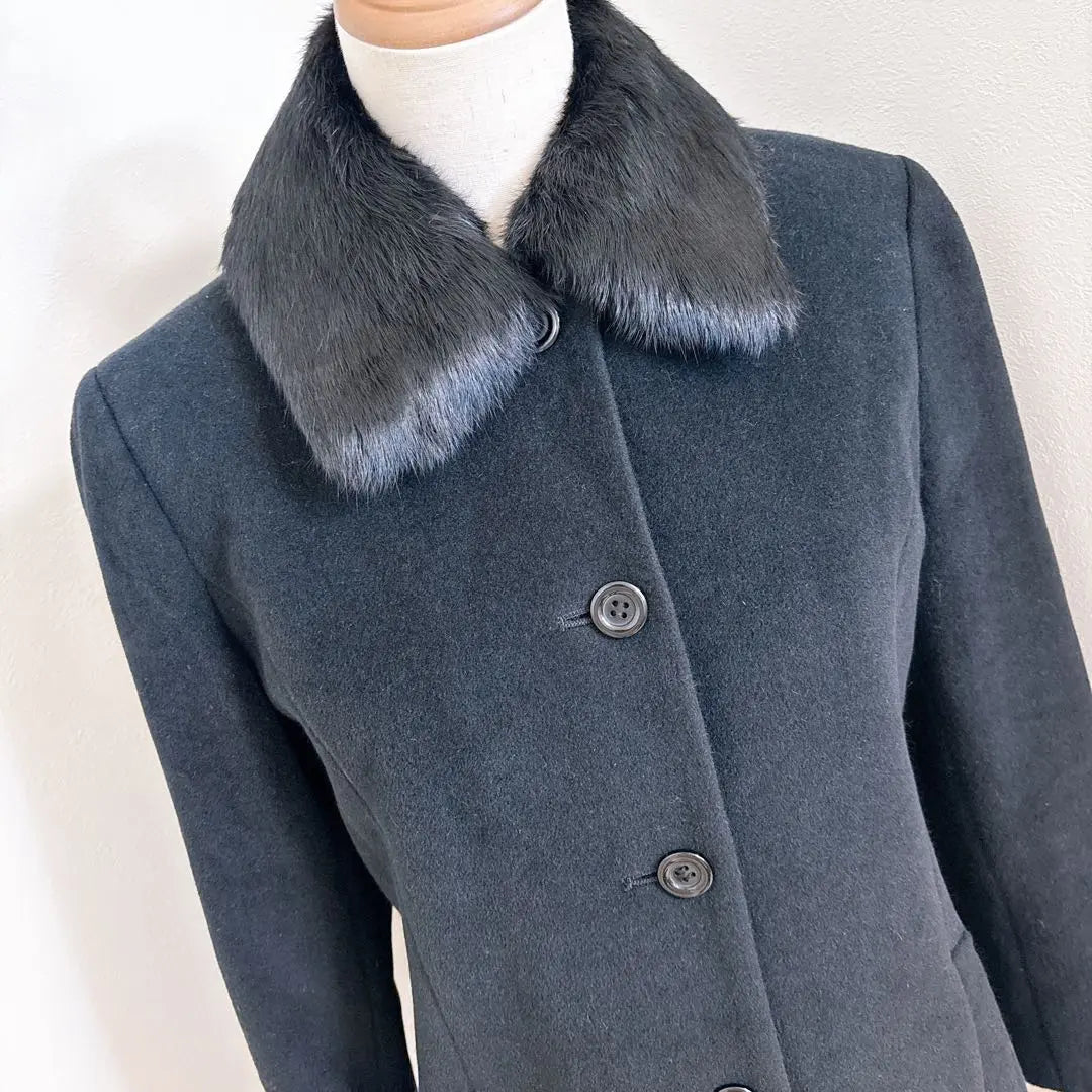 Article Feminine Casual Wool Mix Angola Long Fur Coat