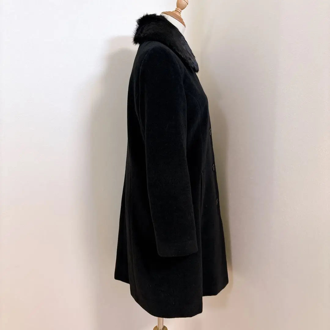 Article Feminine Casual Wool Mix Angola Long Fur Coat