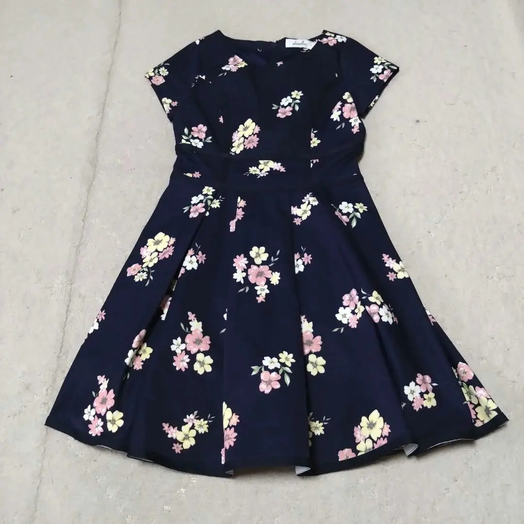 dazzlin dress, floral print, Showa retro, y2k, short sleeves, knee length, thick | dazzlin ダズリン ワンピース 花柄 昭和レトロ y2k 半袖 膝丈 厚手