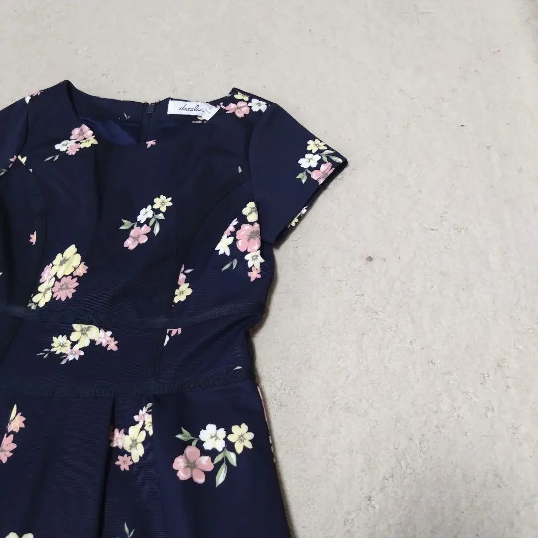 dazzlin dress, floral print, Showa retro, y2k, short sleeves, knee length, thick | dazzlin ダズリン ワンピース 花柄 昭和レトロ y2k 半袖 膝丈 厚手