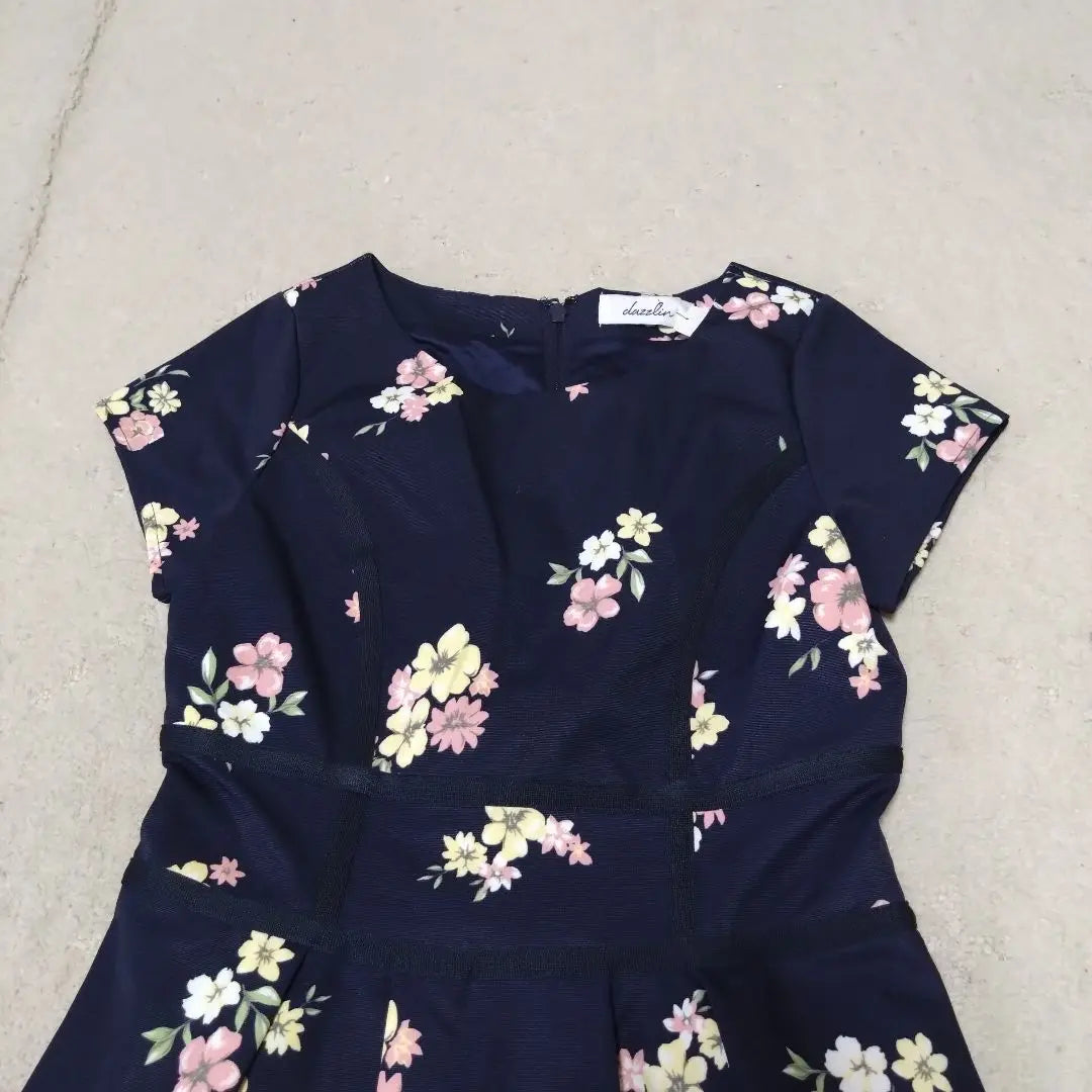 dazzlin dress, floral print, Showa retro, y2k, short sleeves, knee length, thick | dazzlin ダズリン ワンピース 花柄 昭和レトロ y2k 半袖 膝丈 厚手