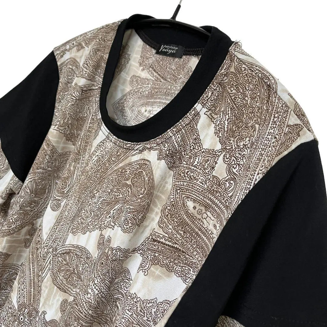 Yuaya Tops/Cut/Sew [L] Beige/Black All-over Pattern Long Sleeve