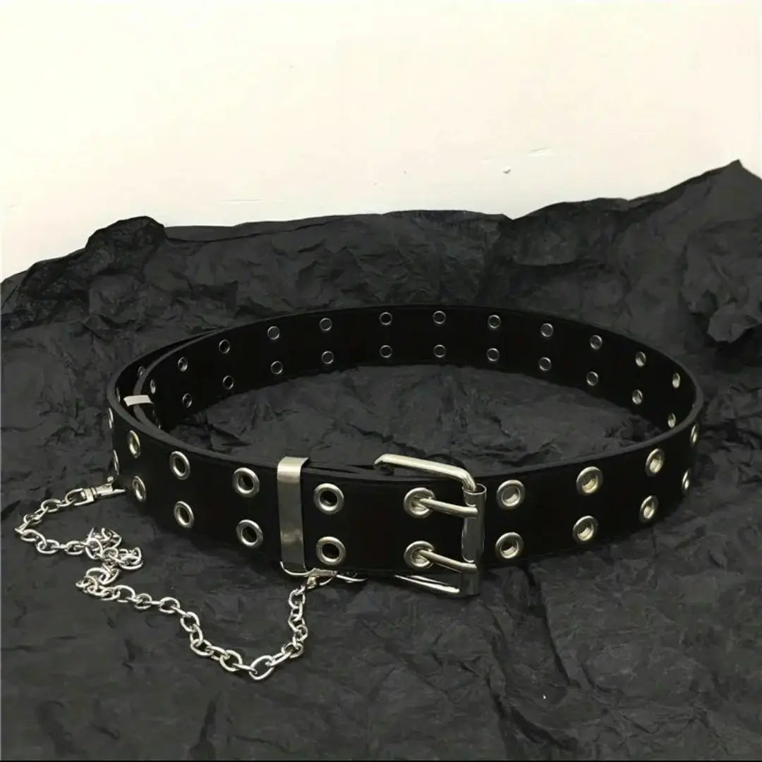 ☆New☆ Unisex Belt Black Double Buckle PU Y2K