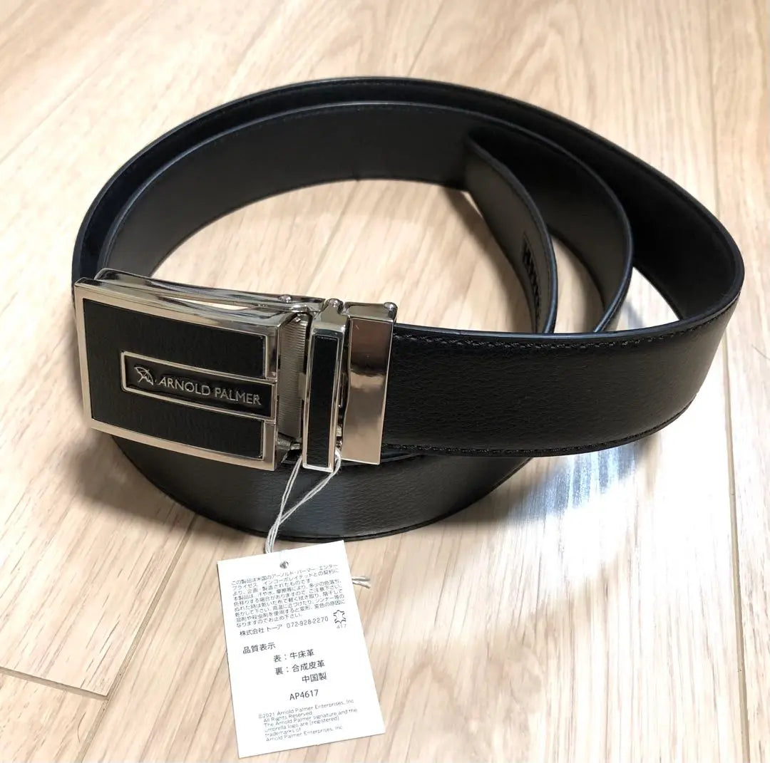 New Arnold Palmer Leather Belt Black Long Tag Men's