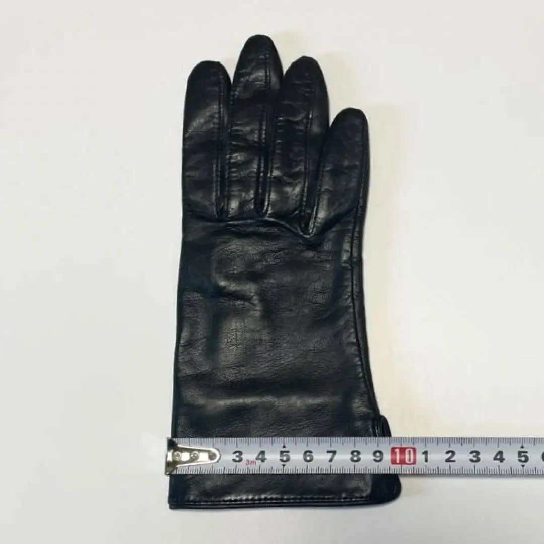 23rd Ward Niju Sanku Leather Black Gloves Check Pattern Lining Sheep Leather Silk