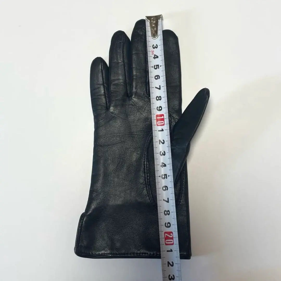 23rd Ward Niju Sanku Leather Black Gloves Check Pattern Lining Sheep Leather Silk