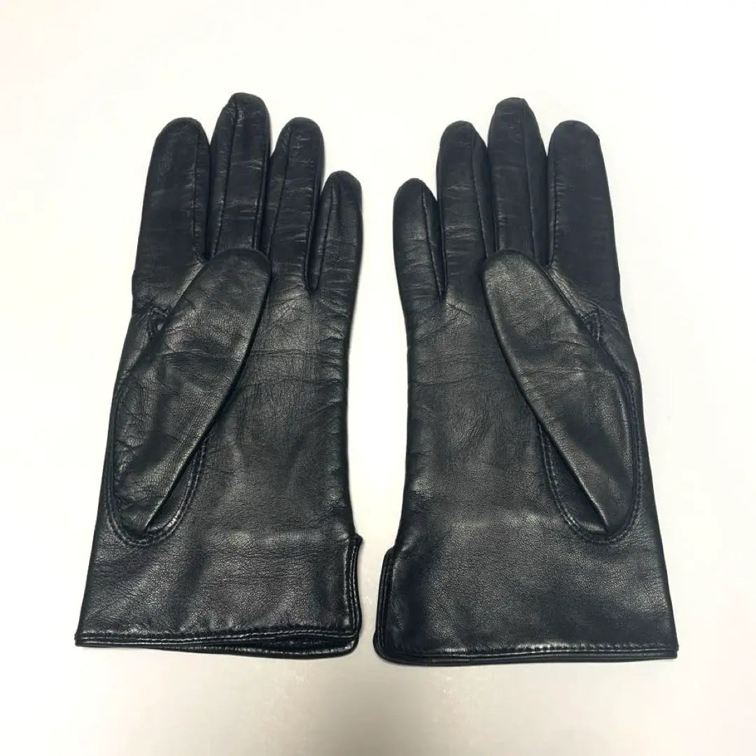 23rd Ward Niju Sanku Leather Black Gloves Check Pattern Lining Sheep Leather Silk