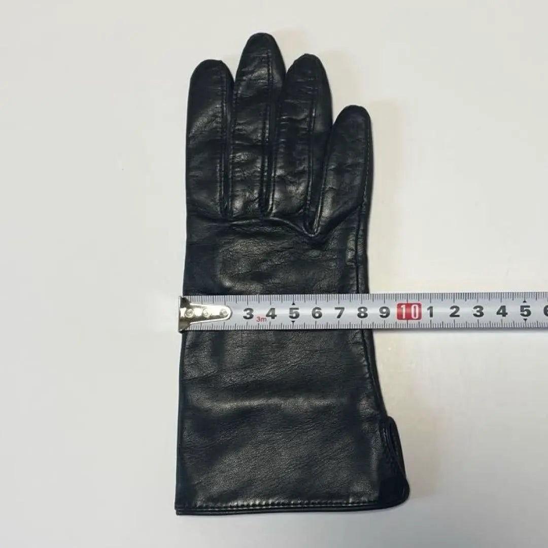 23rd Ward Niju Sanku Leather Black Gloves Check Pattern Lining Sheep Leather Silk