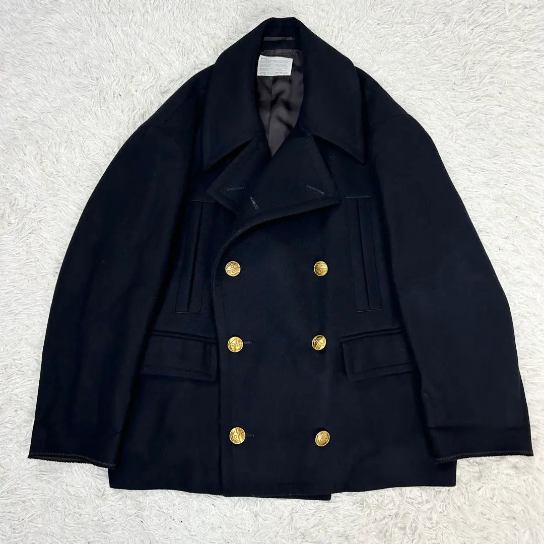 Beautiful masterpiece kolor wool cashmere melton gold button P coat navy