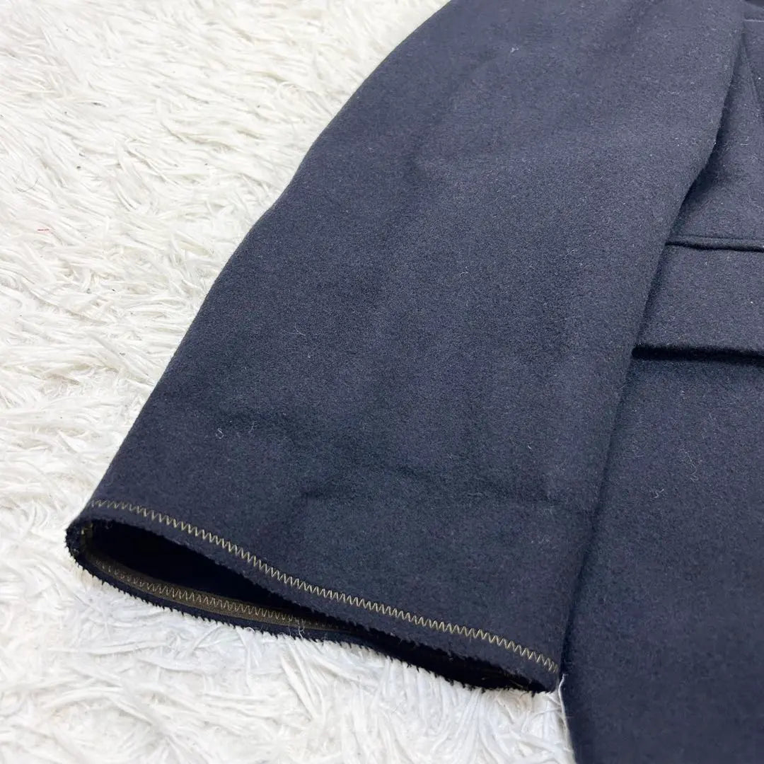 Beautiful masterpiece kolor wool cashmere melton gold button P coat navy