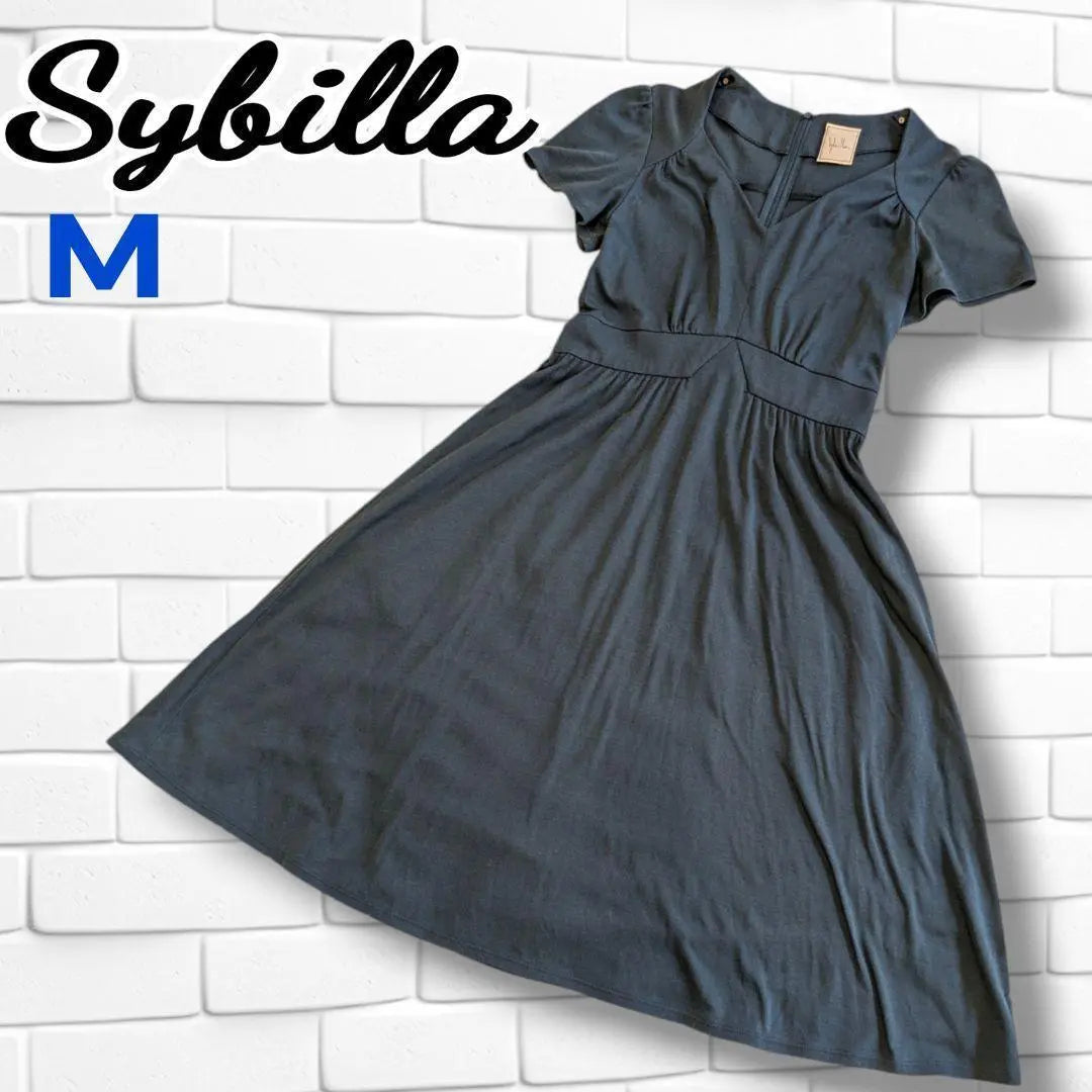 [Good condition] Sybilla dress, short sleeve, cotton, flare, plain | 【美品】sybilla ワンピース 半袖 綿 フレアー 無地