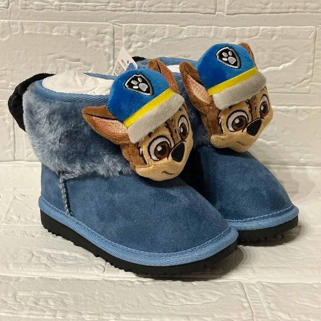 Comfortable even in cold seasons♪ Paul Patrol Chase Sheepskin Boots 15cm Blue | 寒い季節も快適♪ パウパトロール チェイス ムートンブーツ 15cm ブルー