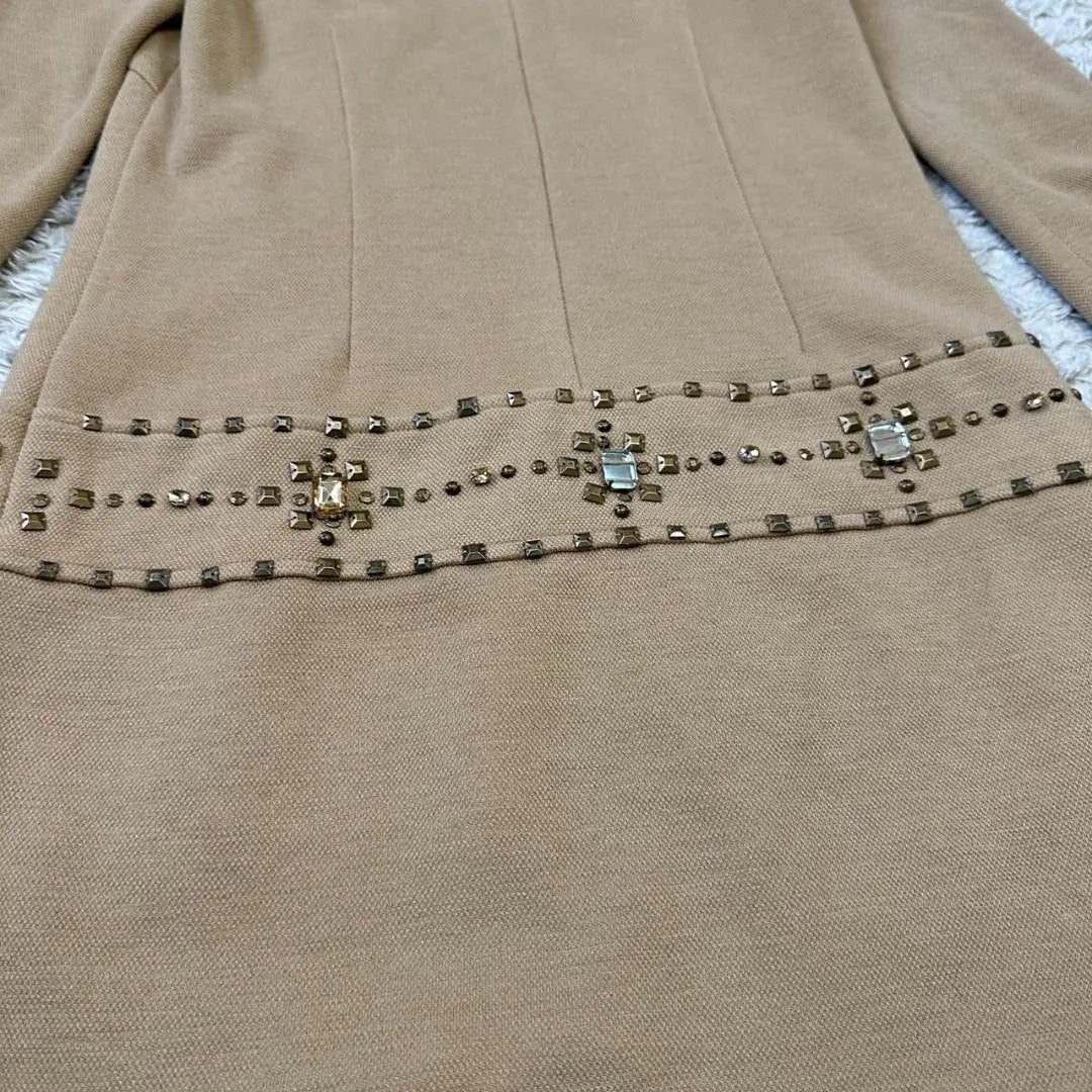 VICKY Beige studded dress size 1 long sleeve