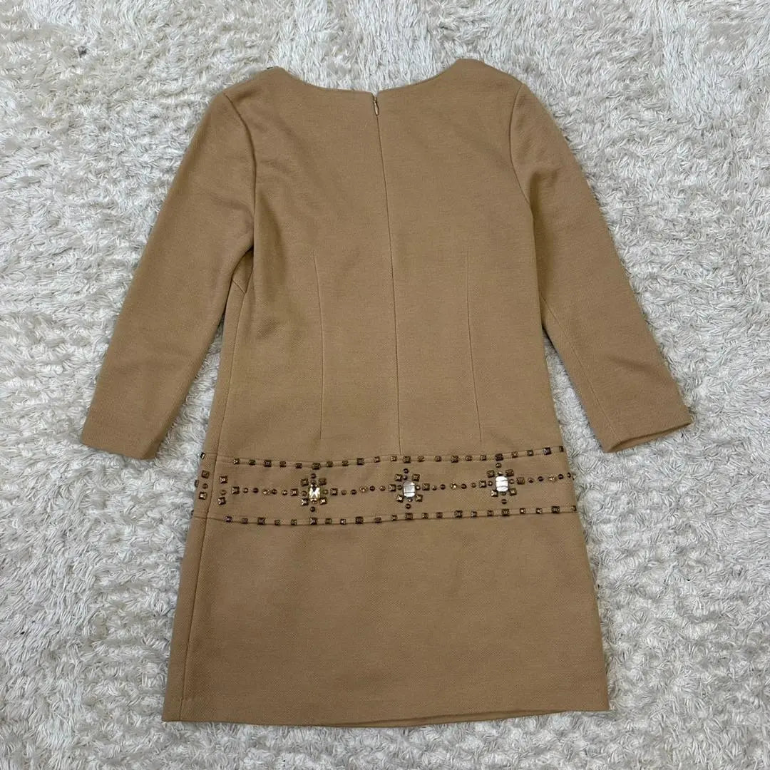 VICKY Beige studded dress size 1 long sleeve