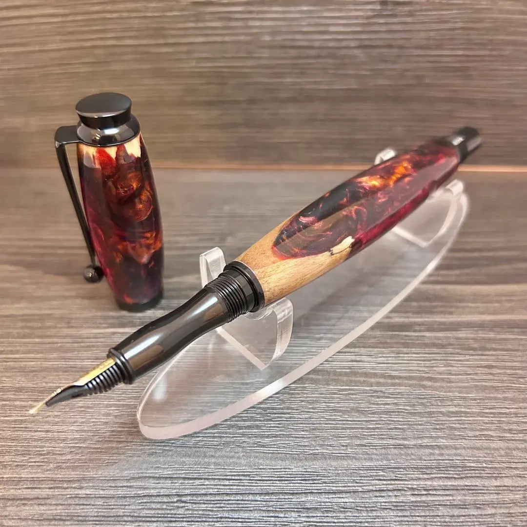 [Fountain Pen] Wood Resin Fire Ball REDver~