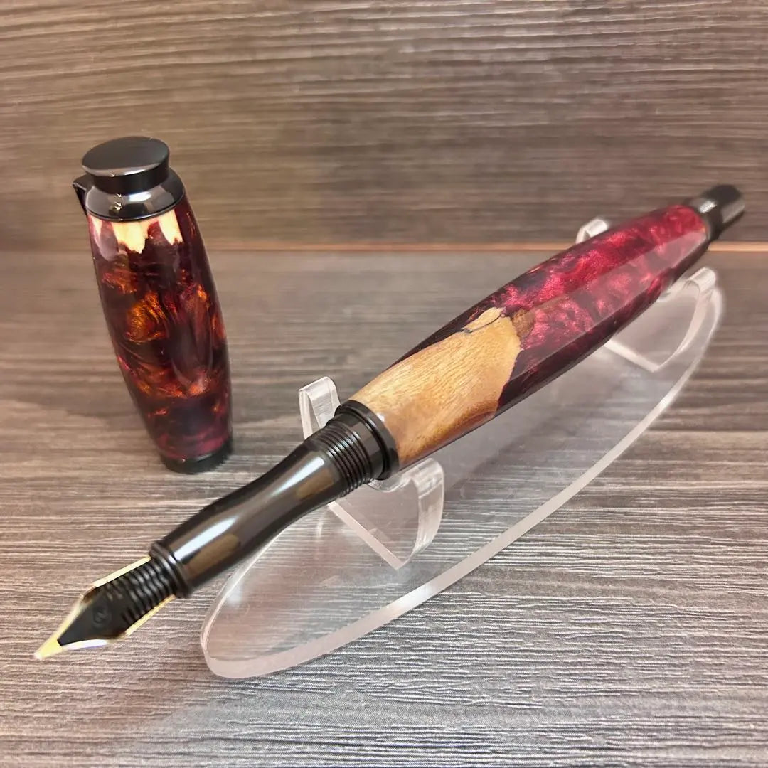 [Fountain Pen] Wood Resin Fire Ball REDver~