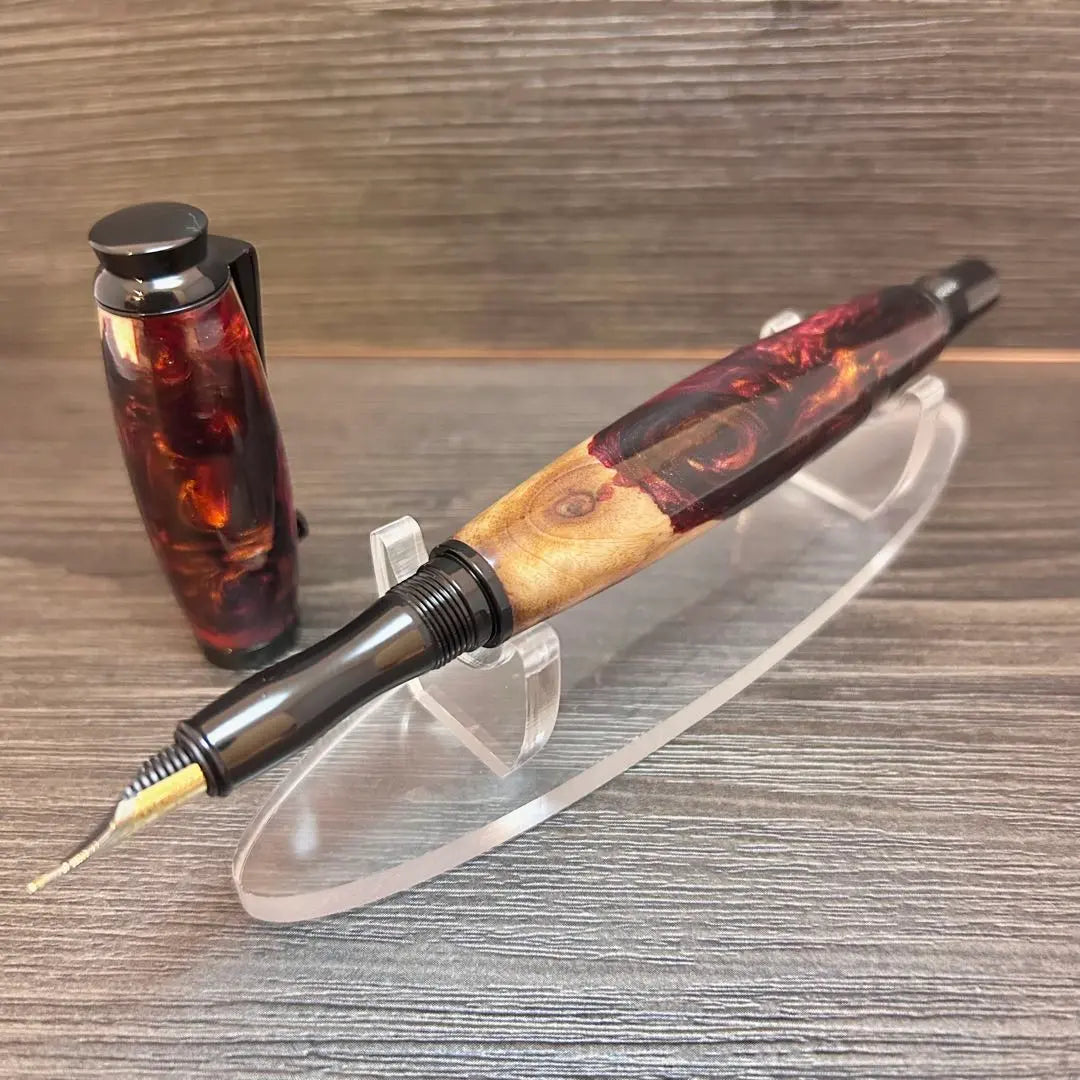 [Fountain Pen] Wood Resin Fire Ball REDver~