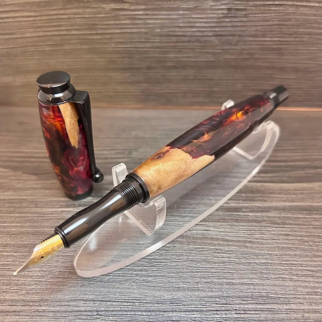 [Fountain Pen] Wood Resin Fire Ball REDver~