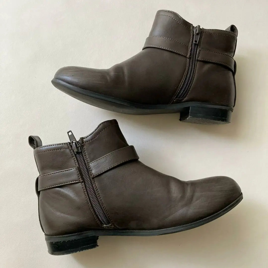 Feminine Cafe Short Boots Dark Brown M with Belt