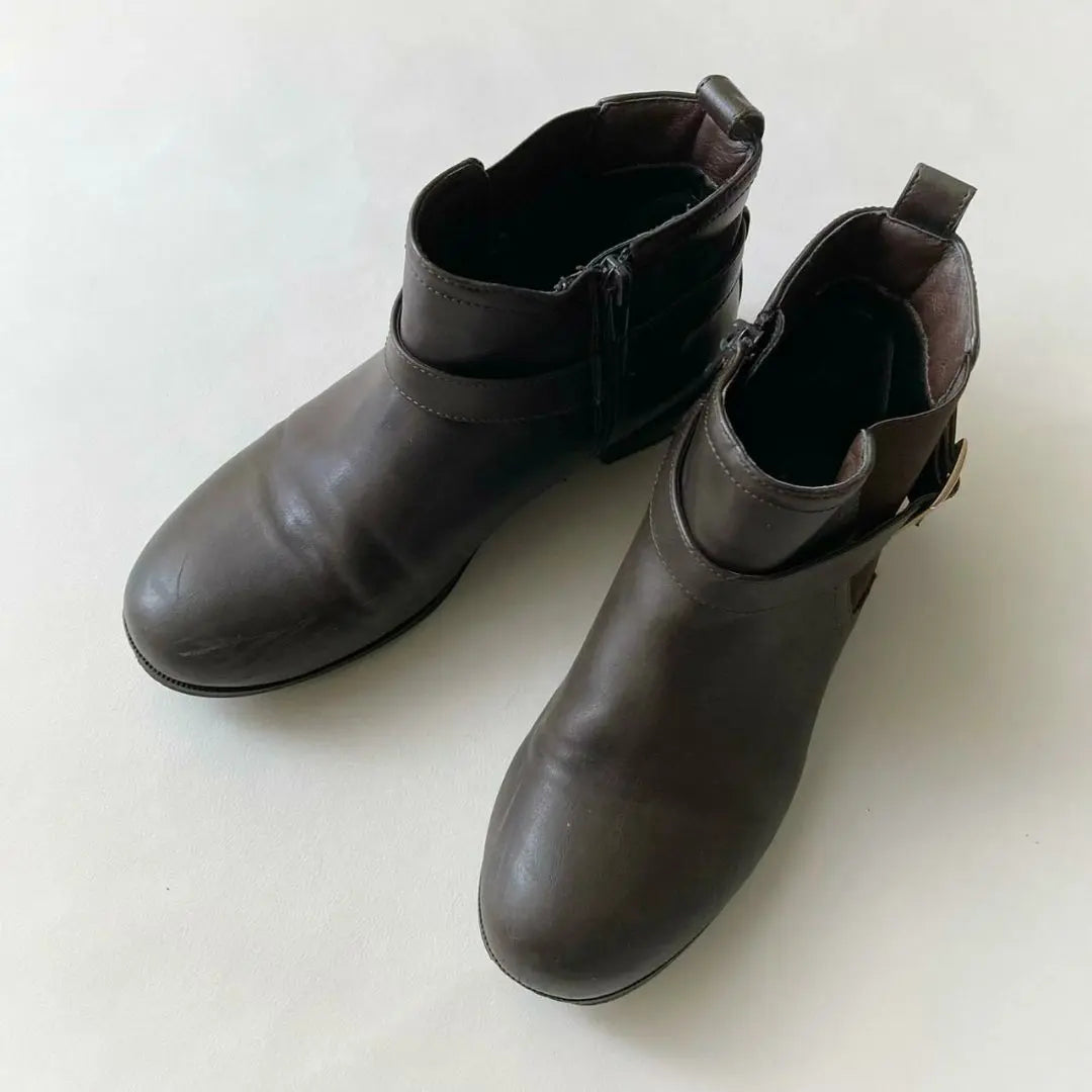 Feminine Cafe Short Boots Dark Brown M with Belt