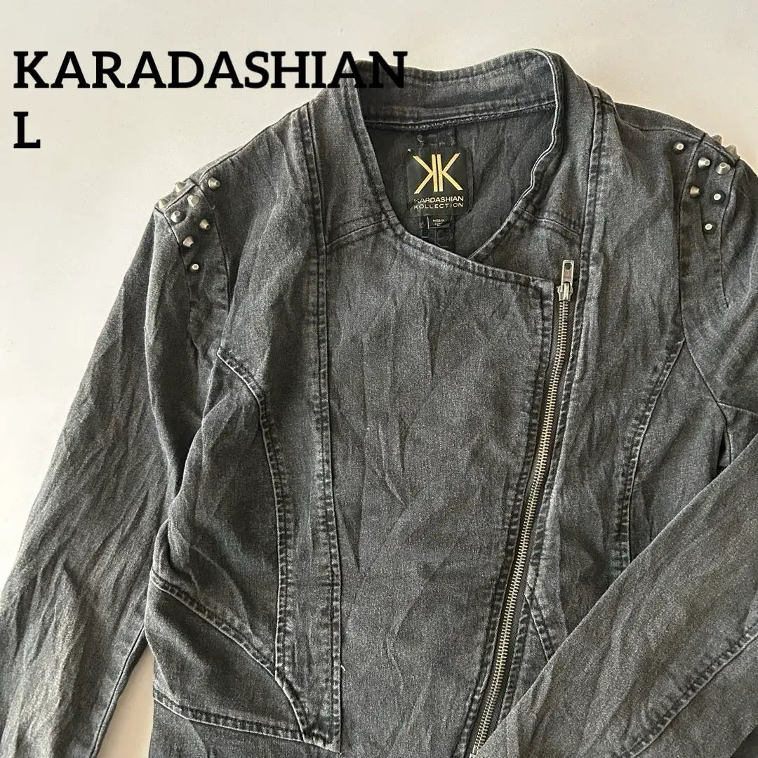 *Karadashian Dark Gray Rider-style Jacket with Studs