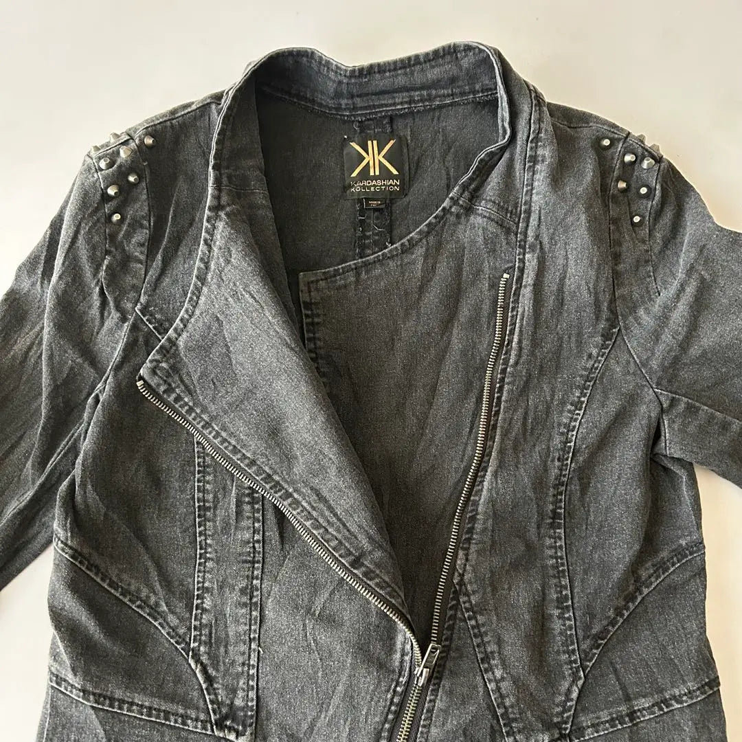 *Karadashian Dark Gray Rider-style Jacket with Studs