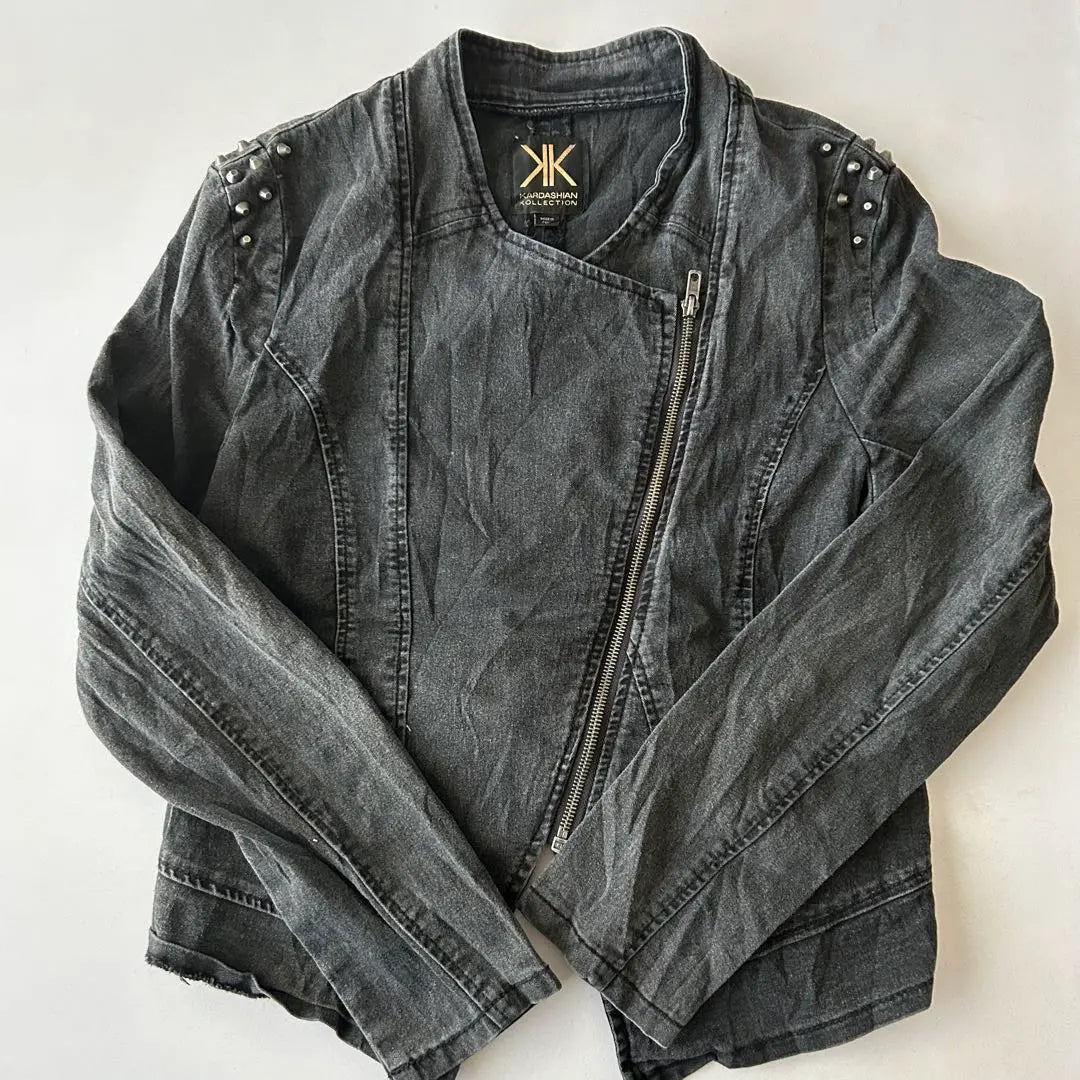 *Karadashian Dark Gray Rider-style Jacket with Studs