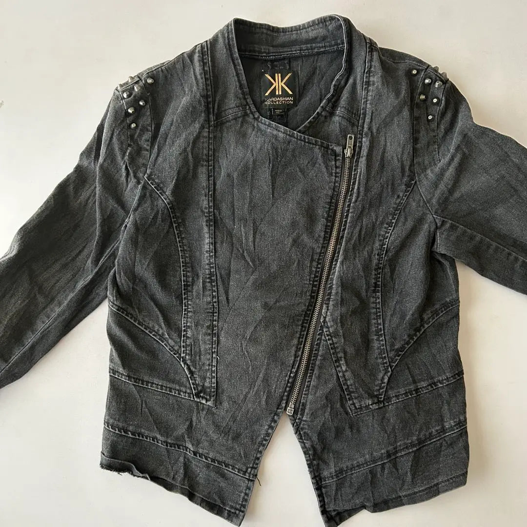 *Karadashian Dark Gray Rider-style Jacket with Studs